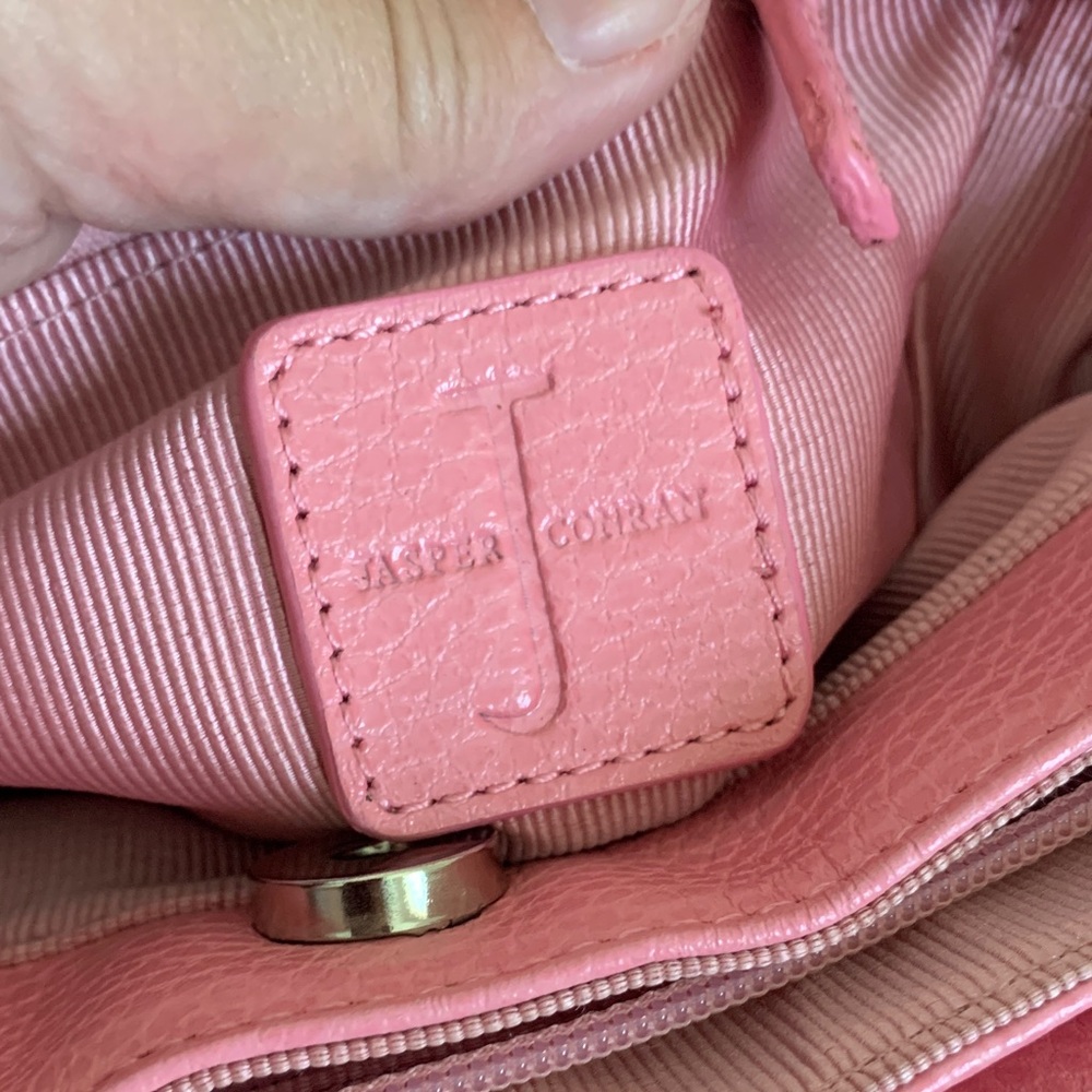 Vintage JASPER CONRAN Pink Leather Satchel with dust bag. - Picture 12 of 16